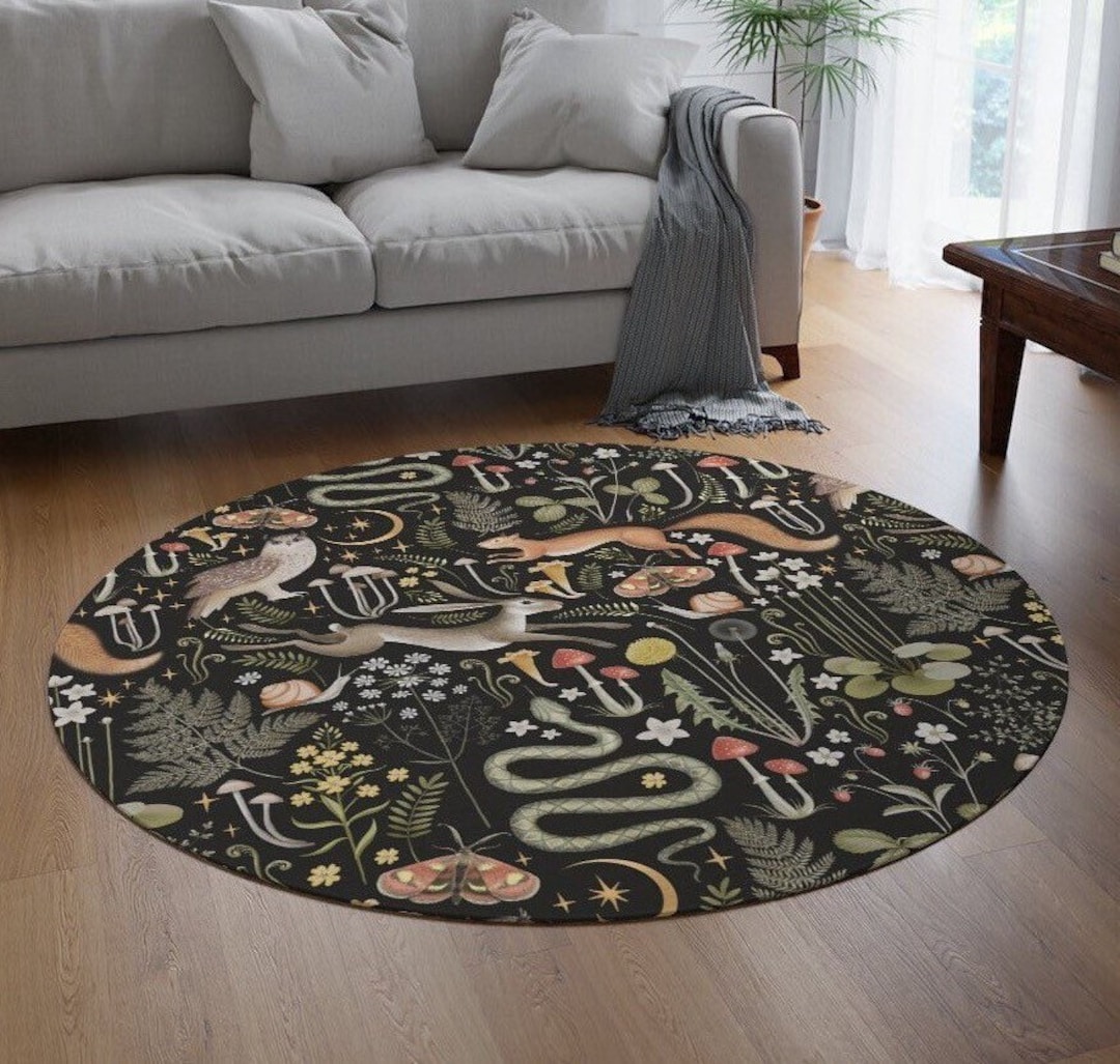 Woodland Animal Rug Round Small Round Rug Forest Animal Nursery Rug Etsy