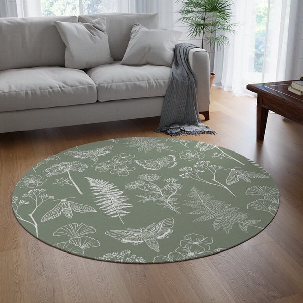 Sage Green Round Rug Etsy