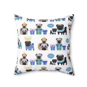 Hanukkah Gift Pillow - Cute Funny Jewish Dog Hanukkah Decorations Jewish Throw Pillow