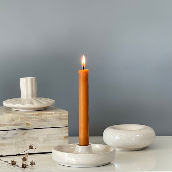 Ceramic Taper Candle Stick Holder, Slick Style Candle Holder, Nordic Style Minimalist Home Decor