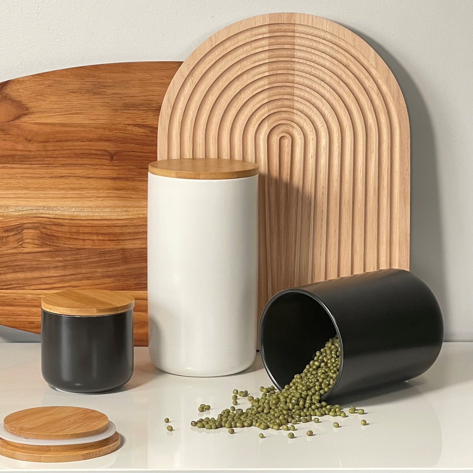 Ceramic Food Storage Jar With Airtight Seal Bamboo Lid Etsy