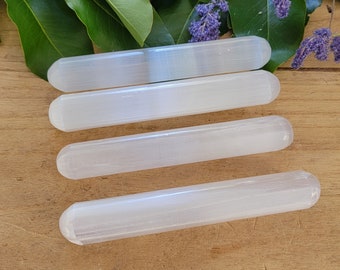 Selenite Massage Wand, Crystal Charging Polished Stick, Gypsum, Cleansing, Energy Work, Crystal Home Decor