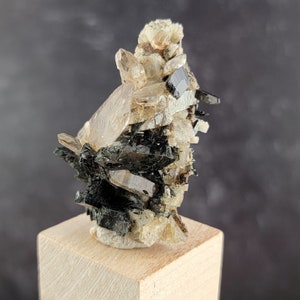 Smoky Quartz + Aegirine on Feldspar from Malawi, South Africa, Tabular Mixed Mineral Cluster Specimen