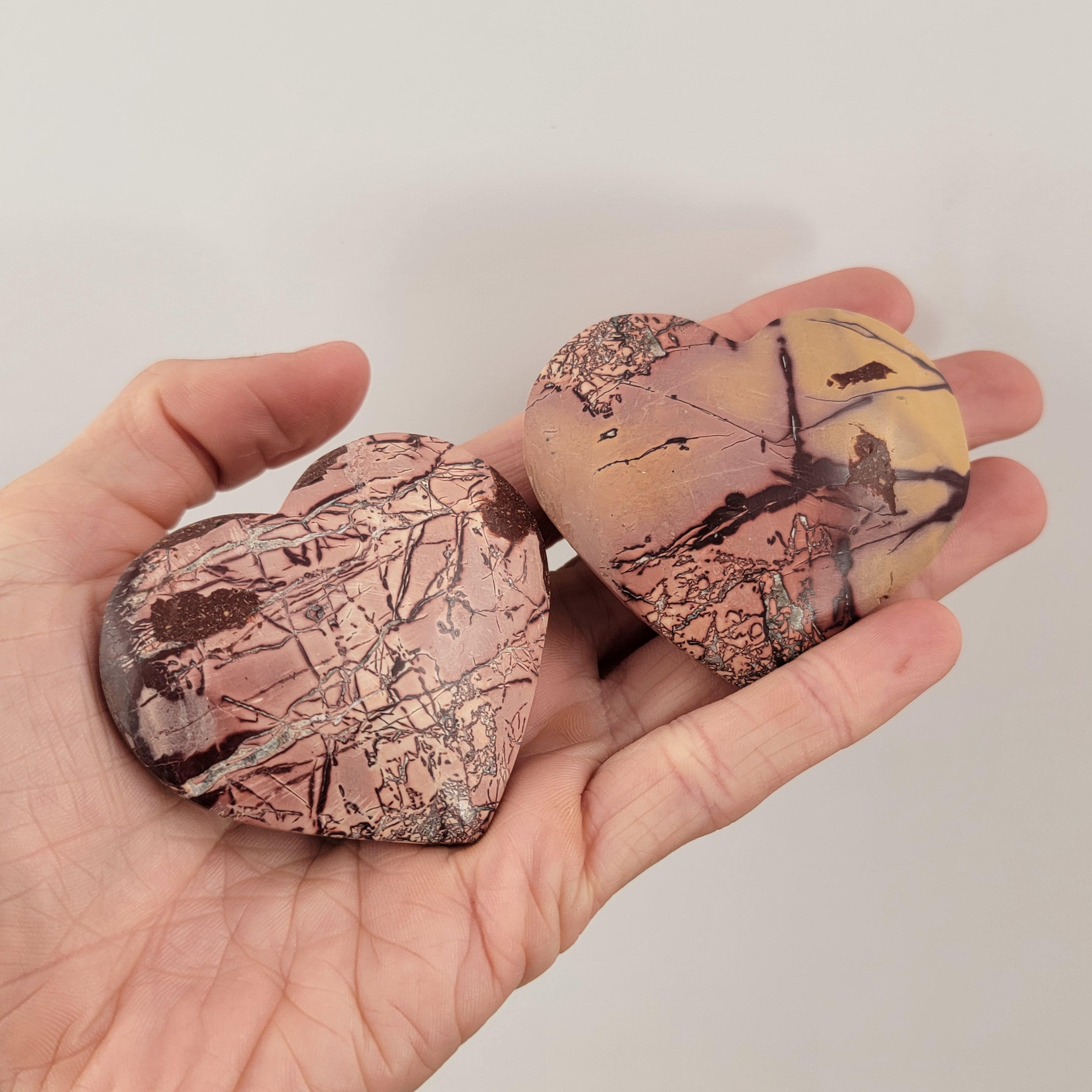 Sahara Desert Jasper Hearts From Morocco, Red Yellow Orange