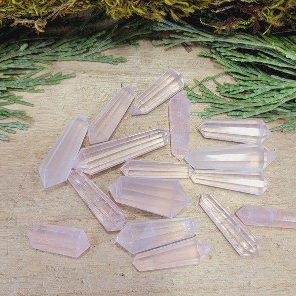 Mini Rose Quartz Vogel Wand From Brazil. 12 Sided Faceted Polished Double Point