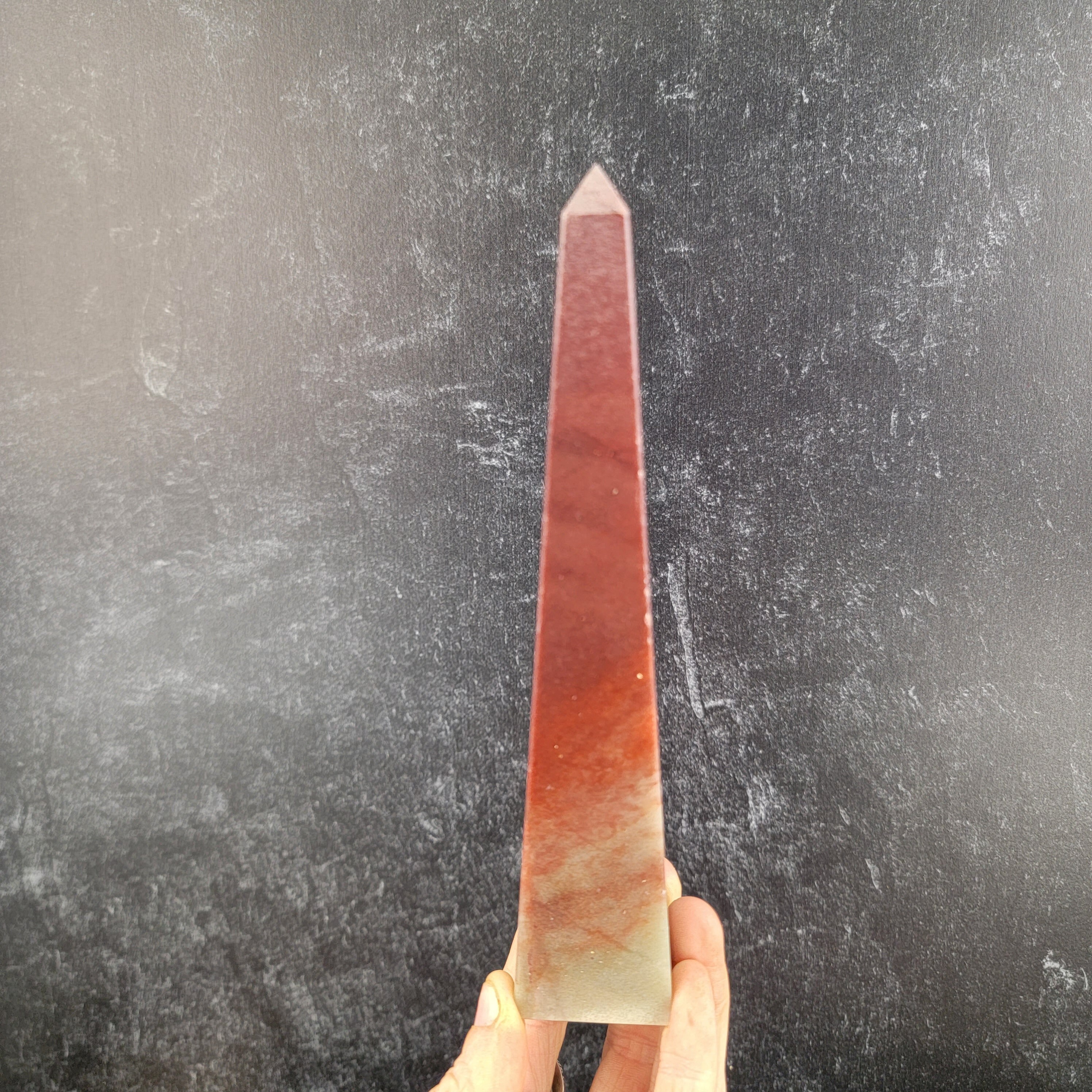 Red Aventurine Obelisk from Brazil, Polished Crystal Point Tower