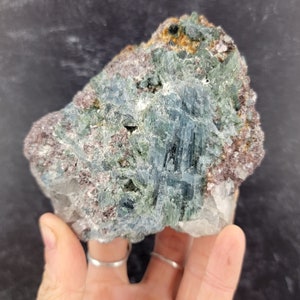 Blue + Green Tourmaline in Lepidolite and Quartz from Brazil, Indicolite + Mica, Bicolor Tourmaline Cluster