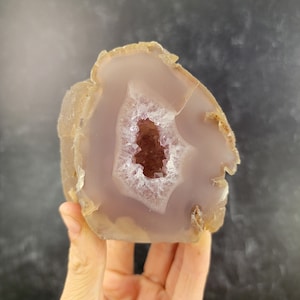 Amethyst and Agate Geode Display from Brazil, Polished Freeform Cut Base Quartz