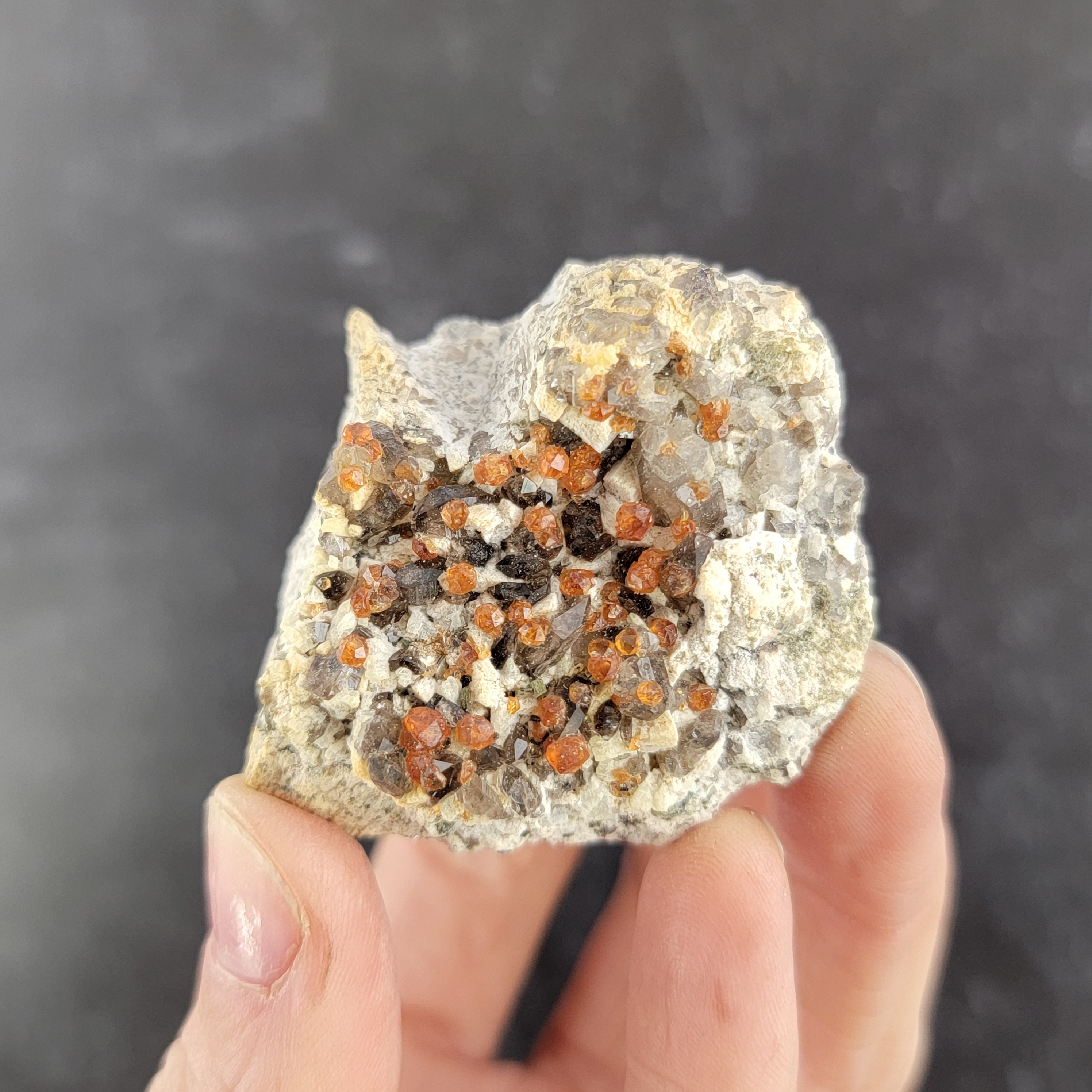 Spessartine Garnet + Smoky Quartz From Tongbei, Fujian Province