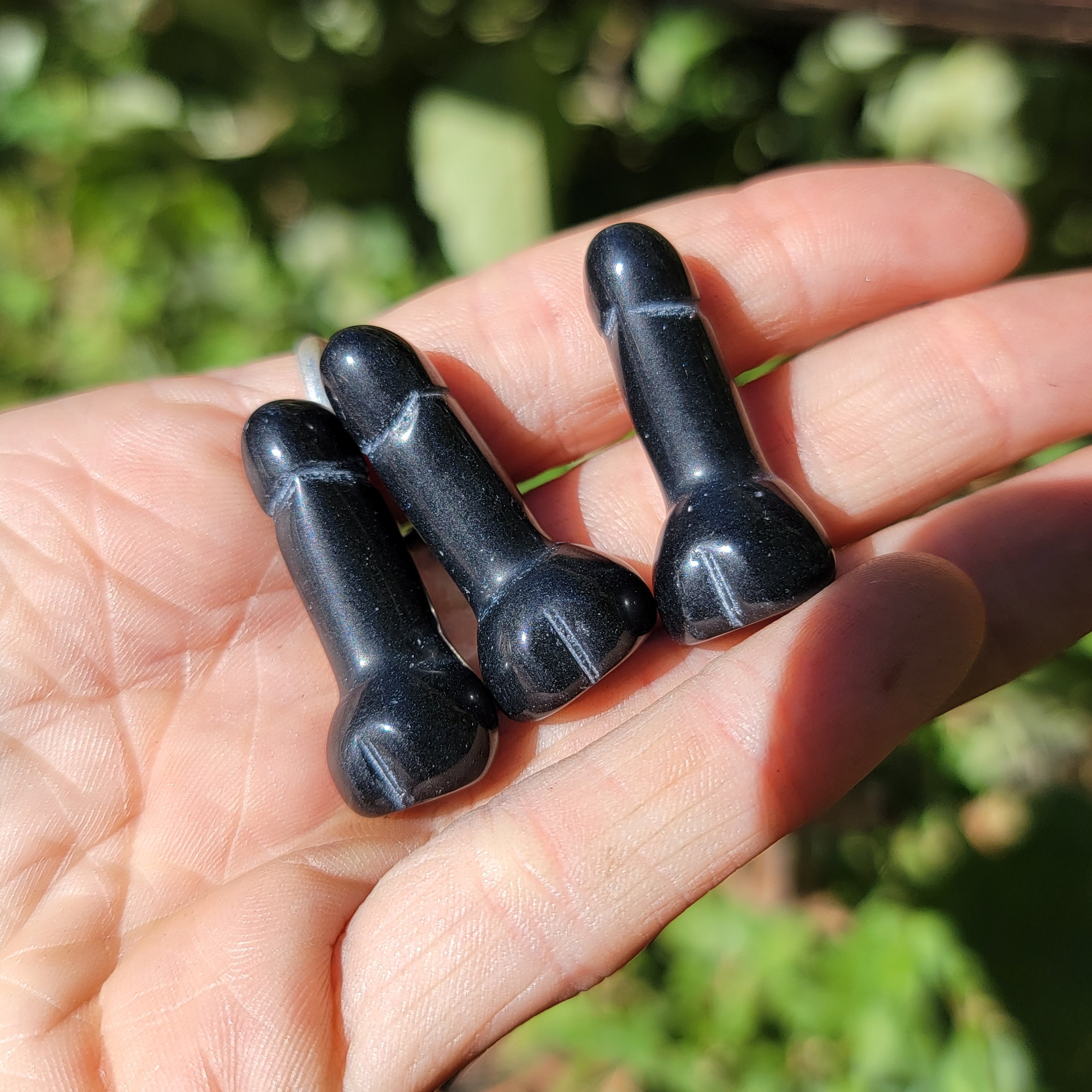 Mini Obsidian Carved Penis from Brazil, Crystal Dicks, Black Polished Miniature
