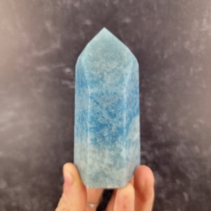 Bright Blue Trolleite Tower from Brazil, Polished Trolleite Point, Lazulite, Throat Chakra