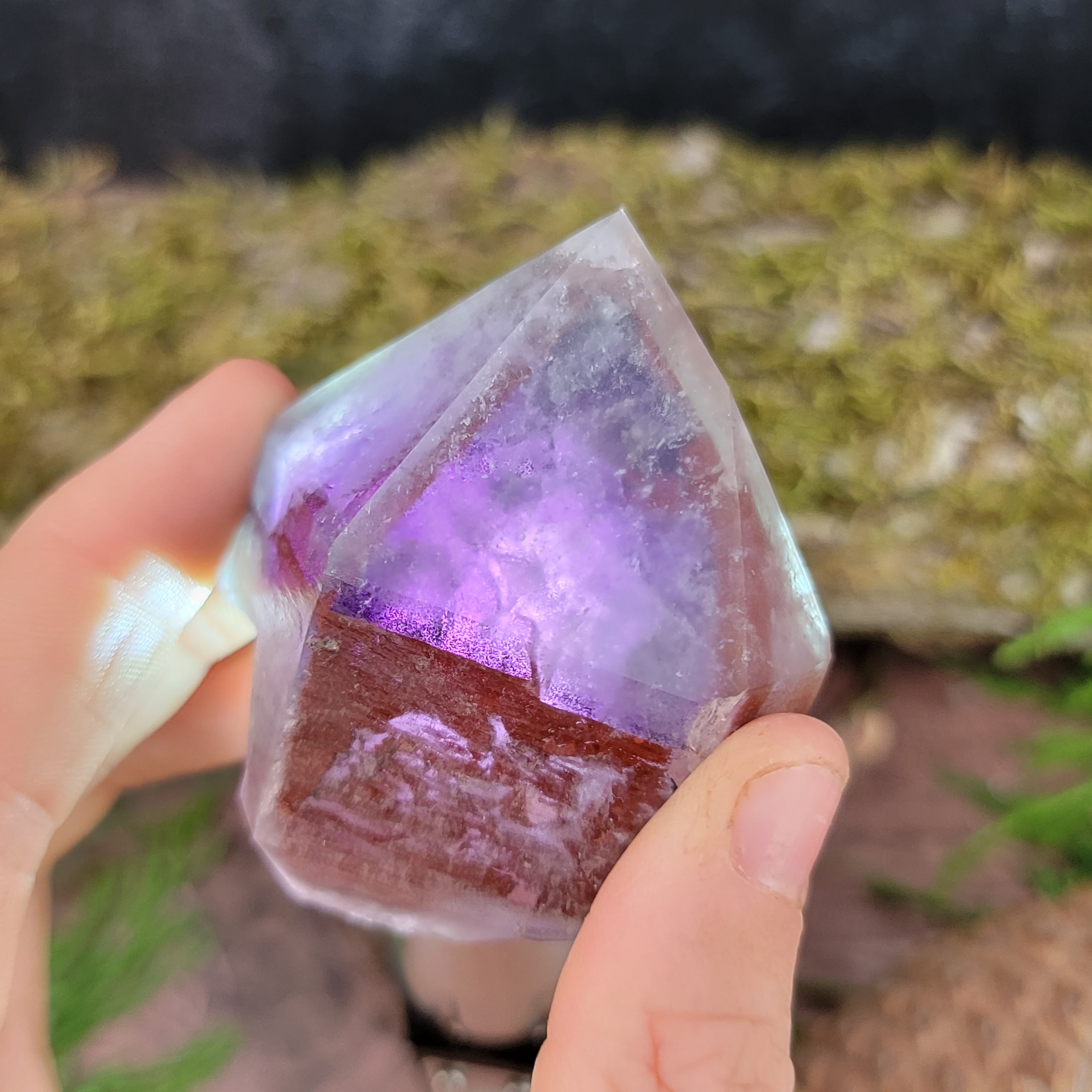 Hematite Included Amethyst from the Orange River, Namibia, Large Phantom Red + Black Point