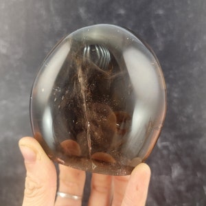Dark Gemmy Smoky Quartz Freeform from Madagascar, Polished Self Standing Display