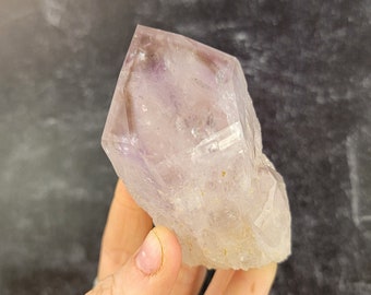 Punta di ametista fumosa fantasma dal Brasile, nuova scoperta, crescita elestiale, autoportante