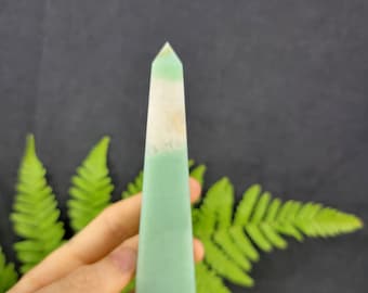 Green Aventurine Obelisk from Brazil, Polished Display Tower Point