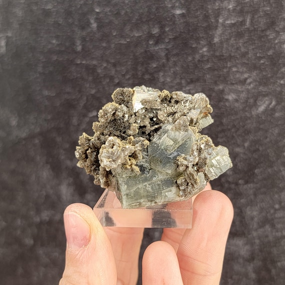 ポルトガル、パナスケイラ鉱山産の蛍石、硫砒鉄鉱、白雲母、水晶、緑色
