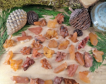 Tangerine Quartz Clusters from Brazil, *Intuitive Pick* Natural Orange Quartz Points Specimens