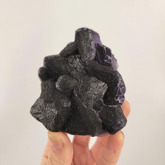 Dark Purple Octahedral Fluorite From China, Natural Triangular