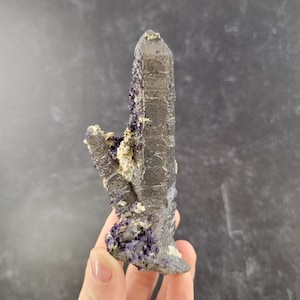 Smoky Quartz with Purple Fluorite from Huanggang Mines, Inner Mongolia, China, Rare Mixed Mineral Chinese Specimen, UV Reactive