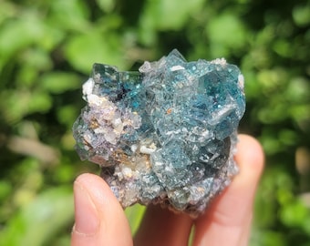 Glassy Fluorite from the Okorusu Mine, Namibia, Green Blue Natural Fluorite Cluster, Phantoms, UV Reactive Blue, Blacklight, Gemstone