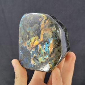 Labradorite Freeform from Madagascar, Polished Self Standing Display