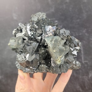 Sphalerite + Pyrite with Quartz from Peru, Natural Fool&#39;s Gold and Needle Quartz Specimen, Self Standing, Mixed Mineral, Crystal Sphalerite