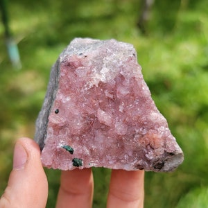 Cobalt Calcite Cluster with Malachite from the Congo, Self Standing Pink Calcite