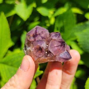 Dark Purple Spirit Quartz Cluster from South Africa, Phantoms Cactus Quartz