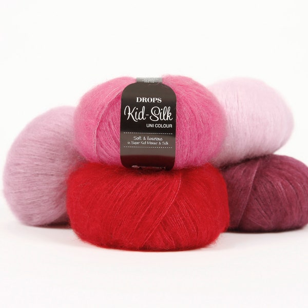 DROPS KID SILK, mohair silk yarn, mohair yarn, kid mohair, lace yarn, silk mohair yarn, knitting yarn, fluffy yarn