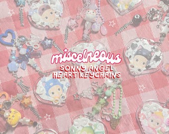 Llaveros con marco de corazón de Sonny Angel, dijes, dijes para bolsos, mochilas, bolsos, carteras, bandoleras, tableros perforados, baratijas y llaveros.