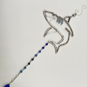 Hand Crafted Wire Wrapped with Crystal Shark Sun Catcher