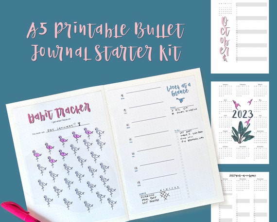 A5 Bullet Journal Starter Kit Bundle Printable Weekly Spread - Etsy