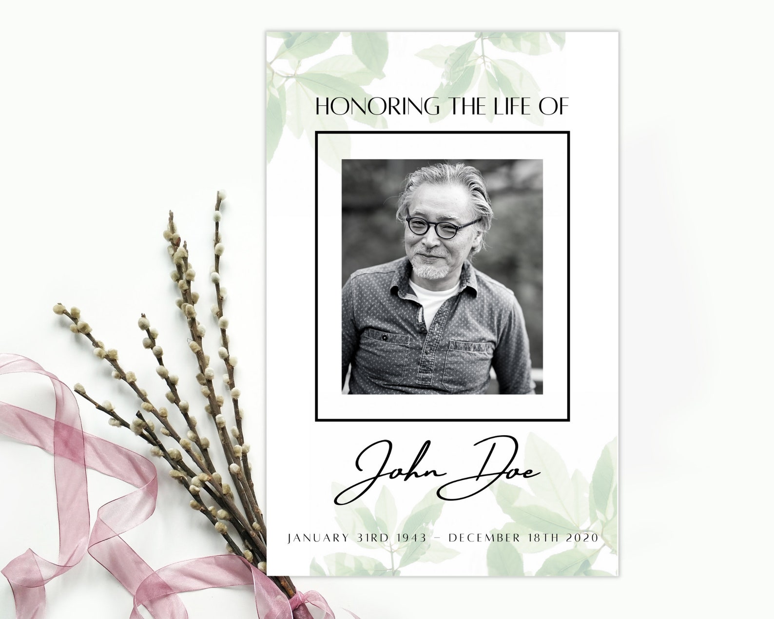 Funeral Program Template | Obituary Program Template | Celebration of ...