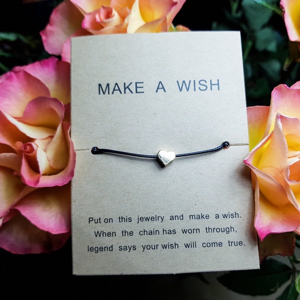 Wunscharmband SCHWARZ Make a wish | Armband Armkette Kette Geschenk Frau Freundin Schmuck BFF BF