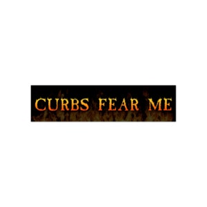 Funny Bumper Sticker - Curbs Fear Me - Bad driver car sticker, sorry about my driving, hit curbs, flames, fire, weird bumper sticker, gen z