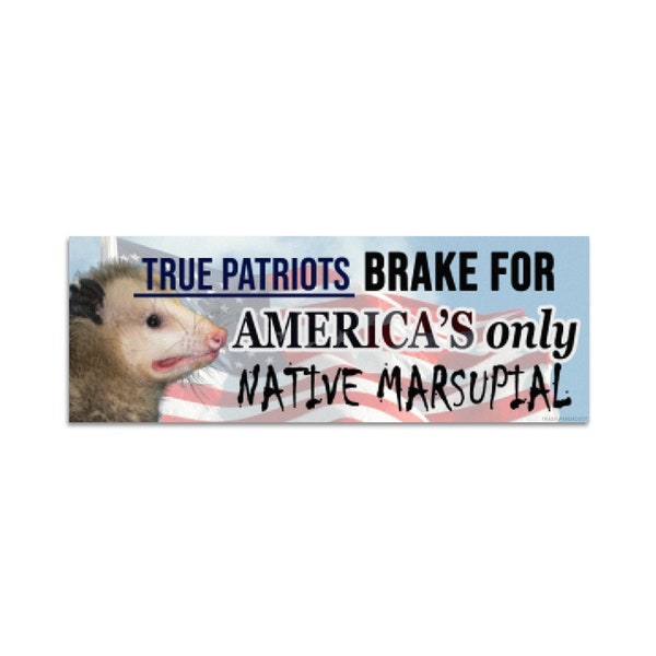 Possum Sticker - I brake for America's only native marsupial - Funny Opossum Weather Resistant Bumper Sticker - I brake for possums