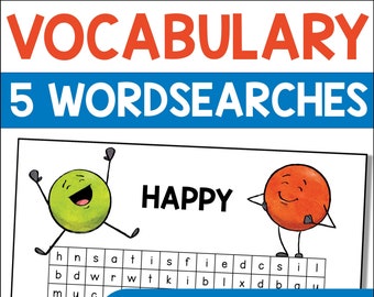 Word Searches of Other Words for Big, Little, Good, Said, Happy, Sad, Angry. Printable PDF Synonym Worksheets for Kids to Expand Vocabulary