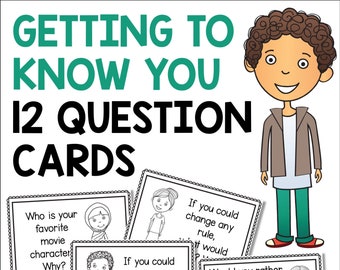 Getting To Know You Question Cards For Back To School, Questions To Promote Discussion, Would You Rather Questions, Printable PDF Cards