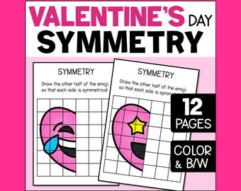 Valentine's Day Symmetry Emoji Drawing Activity (Printable PDF)