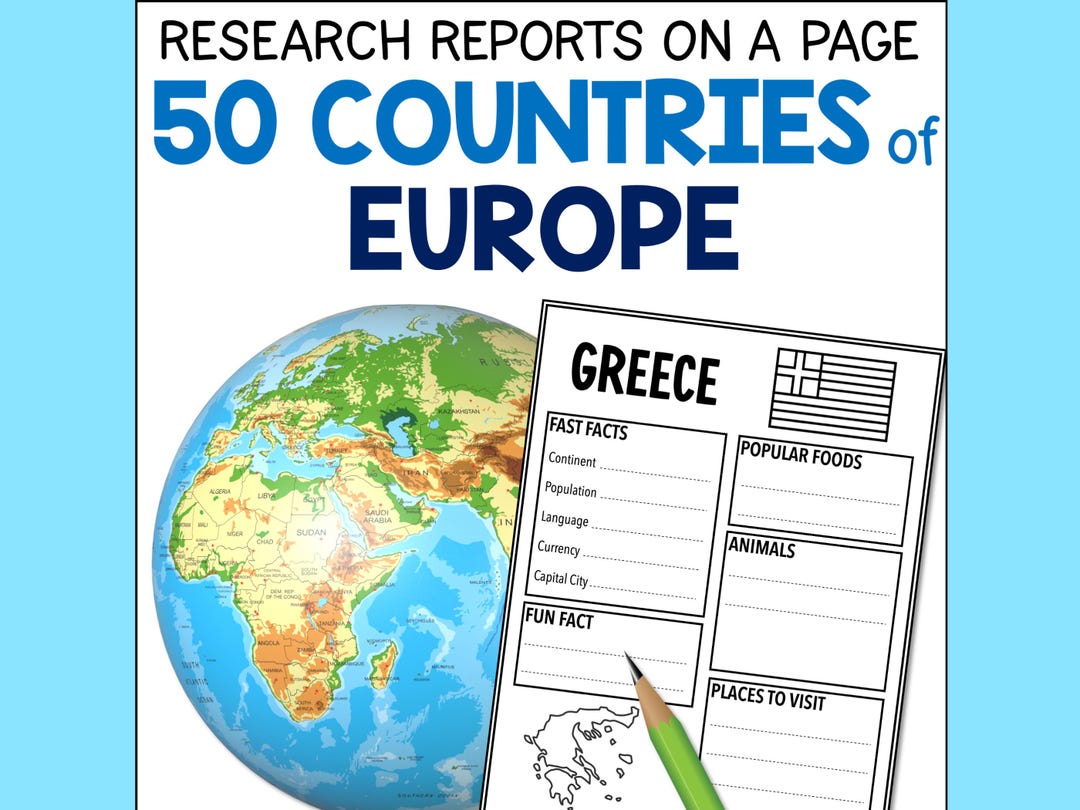 Europe Country Research Report Templates, Homeschool Geography (digital ...
