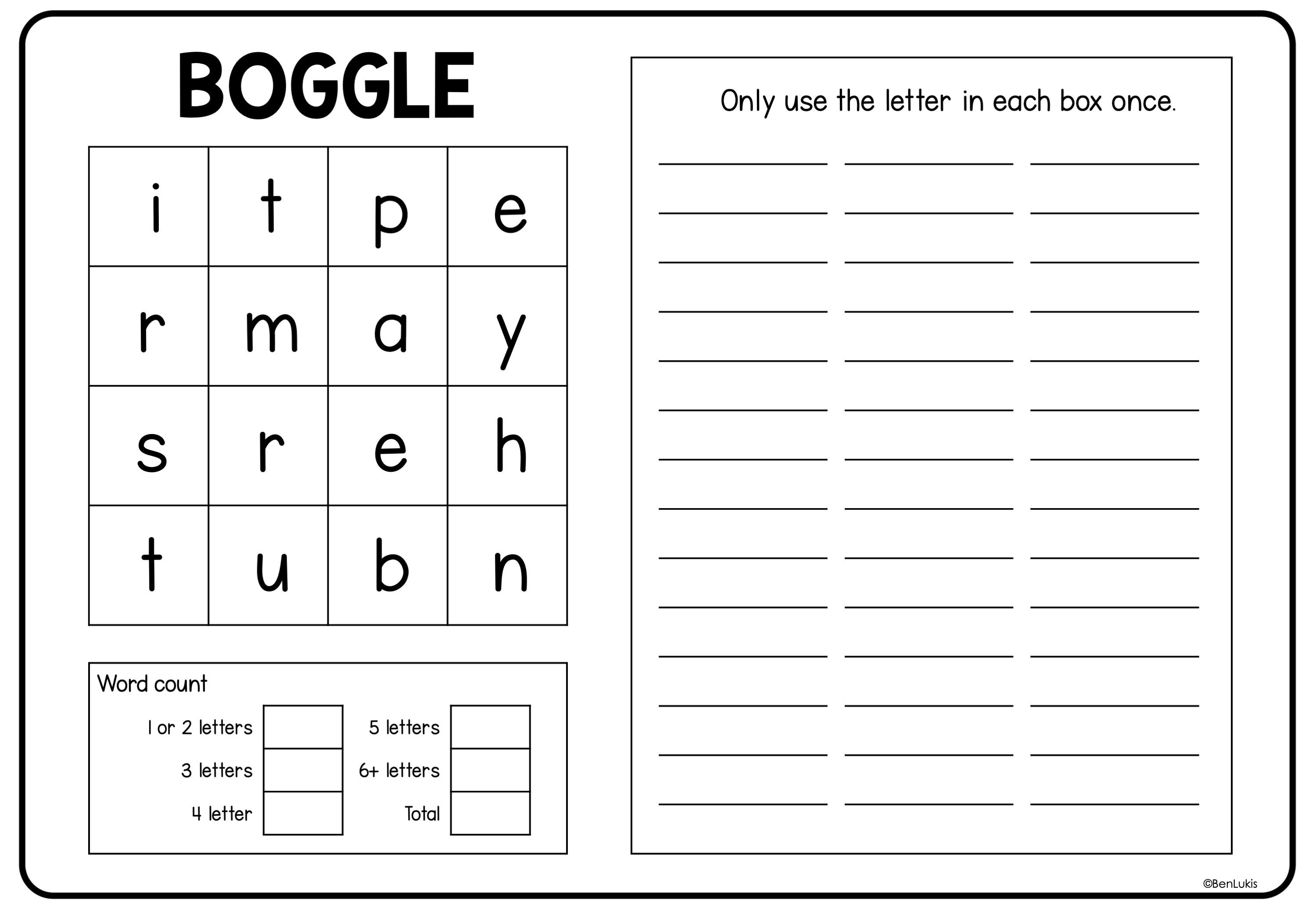 Boggle Word Game Printable Pages Printable Word Puzzle Pages Etsy