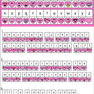 valentine's day worksheet with a pink background