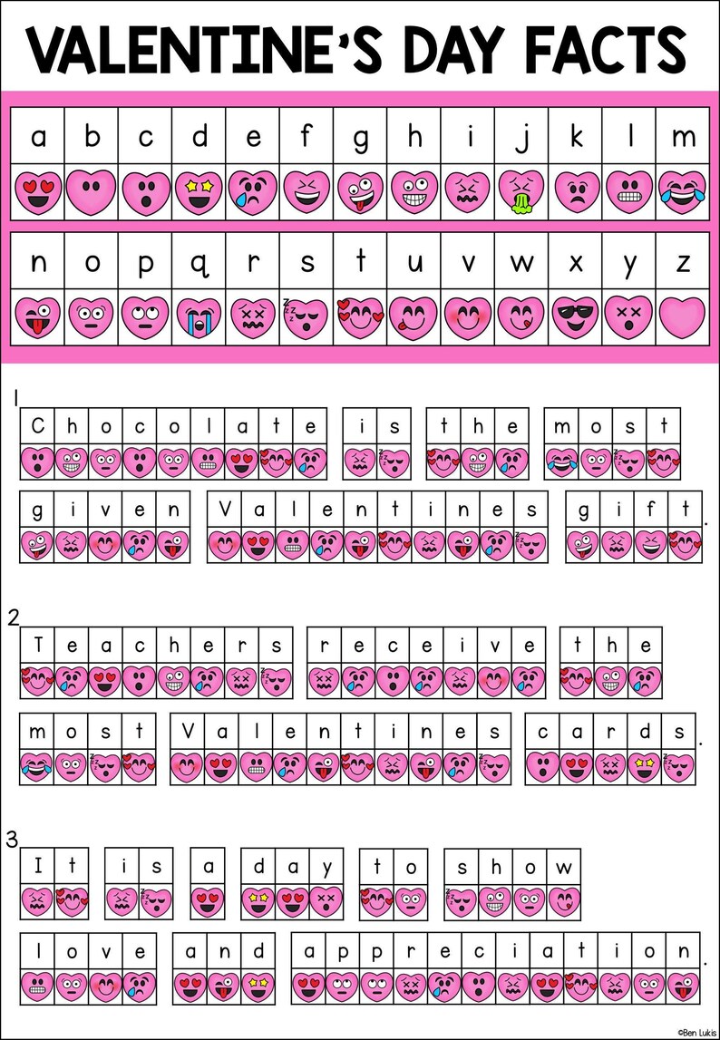 valentine's day worksheet with a pink background