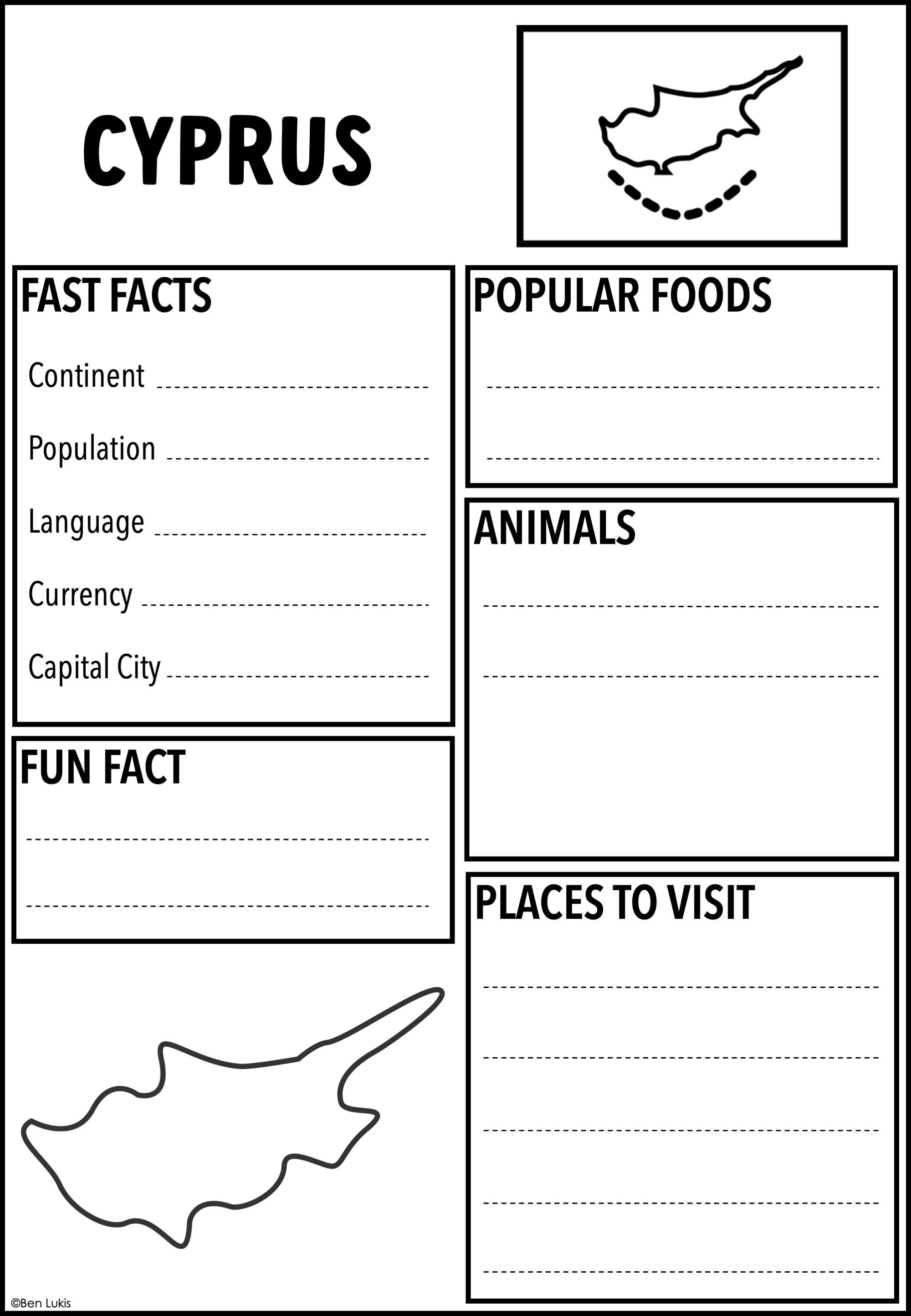 Europe Country Research Templates for Kids, European Country Geography ...