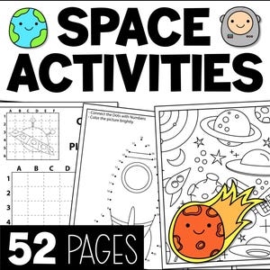 Space Activity Book for Kids, Mazes, Coloring, Drawing, Dot To Dot, Learning & Coloring PDF Download, Printable Educational Home School Fun