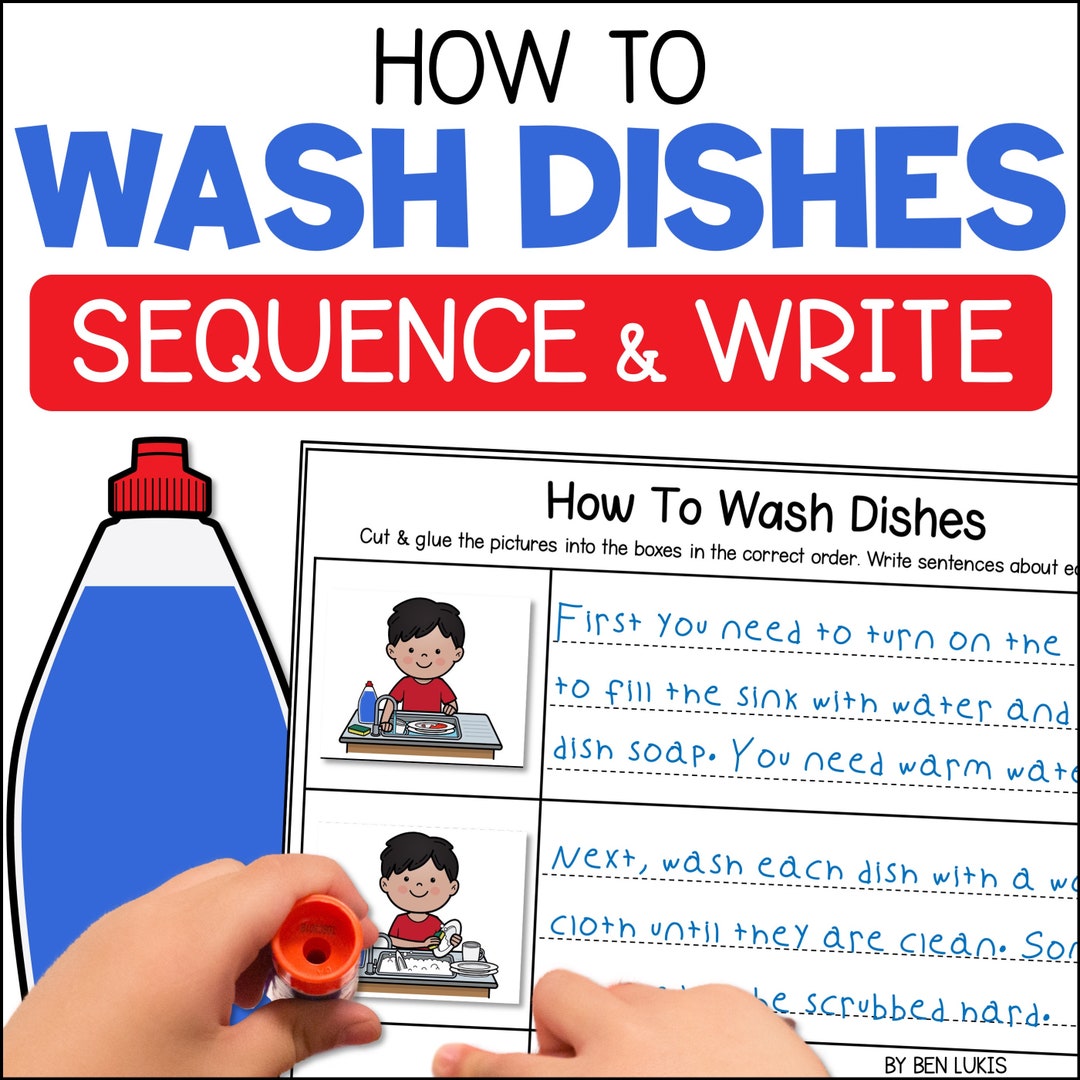 How to Wash Dishes Procedural Writing Sequencing & Sentence Etsy