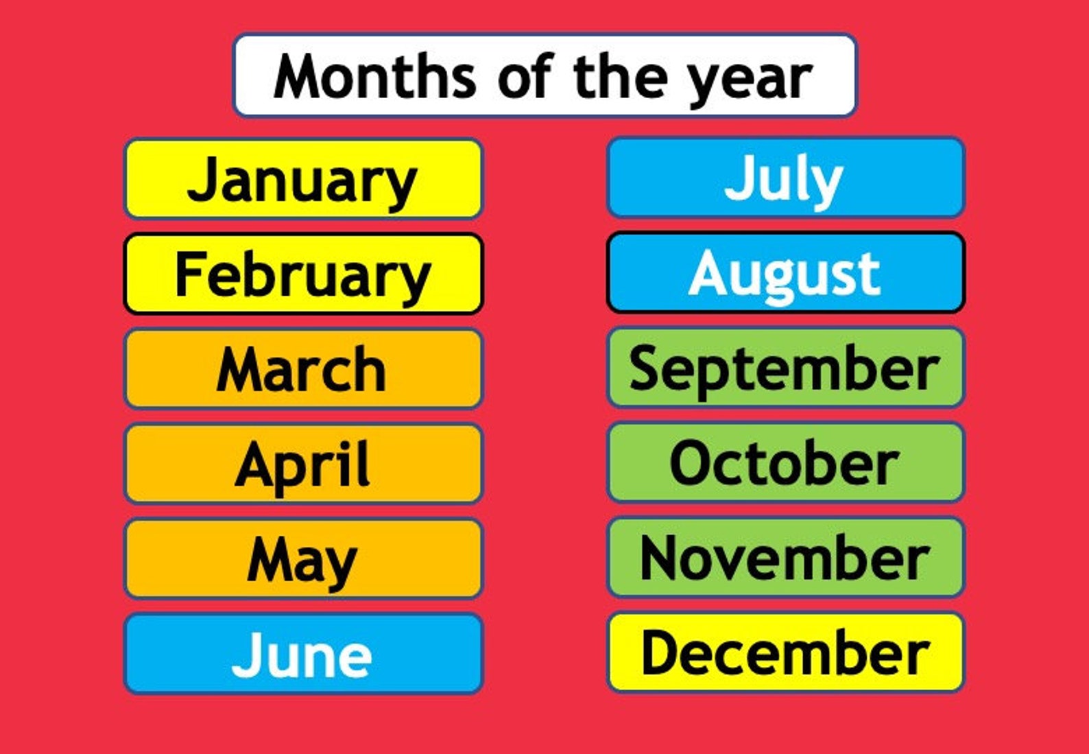 Months of Year Posters Color Coded Seasons for Northern and Etsy Ireland