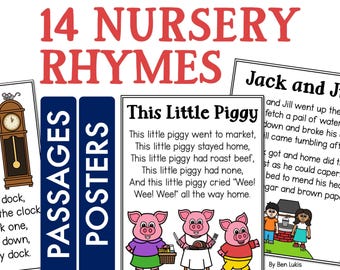 Nursery Rhyme Posters, Reading Passages, Homeschool Printable (Digital Download)
