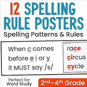 Spelling Rules Posters, Phonics Charts, Teacher & Homeschool Resource, Science of Reading Printable PDF Digital Download, 2nd 3rd 4th+ Grade