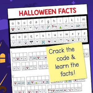 Halloween Activity for Kids, Crack The Code Worksheet, Secret Code Halloween Puzzle, Fun Facts about Halloween, PDF Printable Download